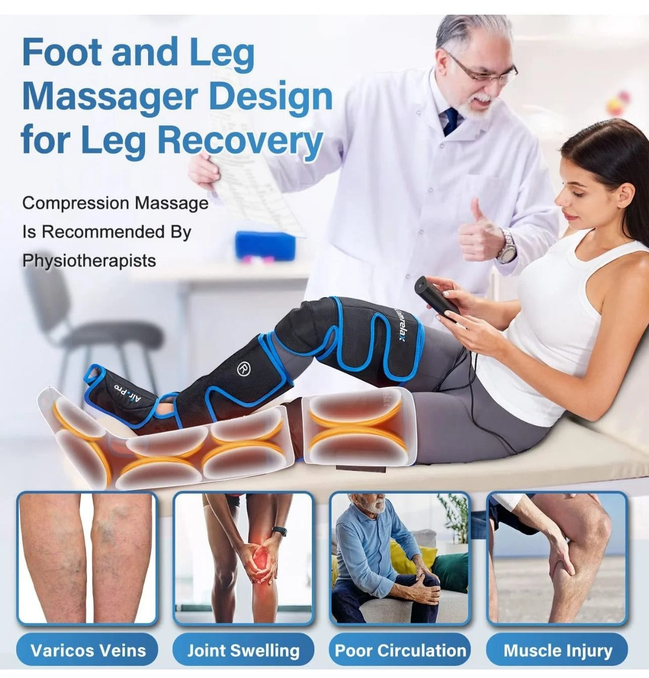 Air Compression Leg Massager, Leg Pain relief